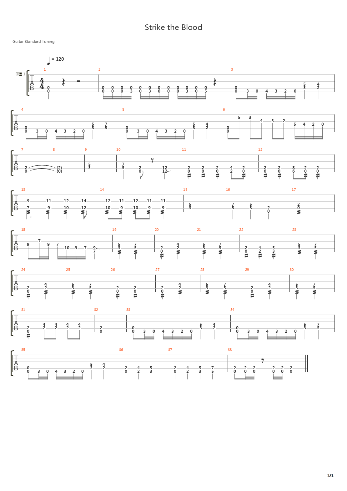 噬血狂袭（Strike The Blood）吉他谱