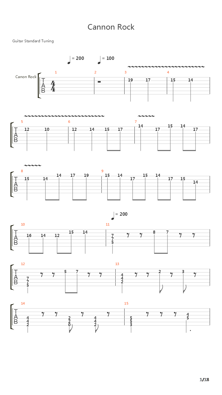 卡农 摇滚版(Canon Rock)吉他谱