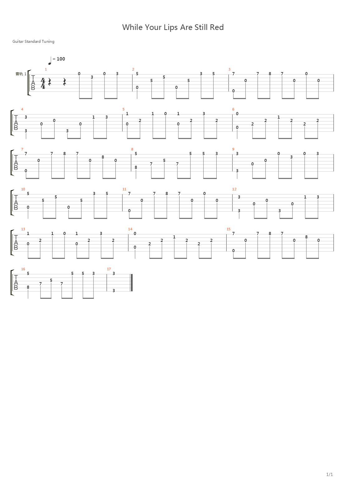 While Your Lips Are Still Red吉他谱