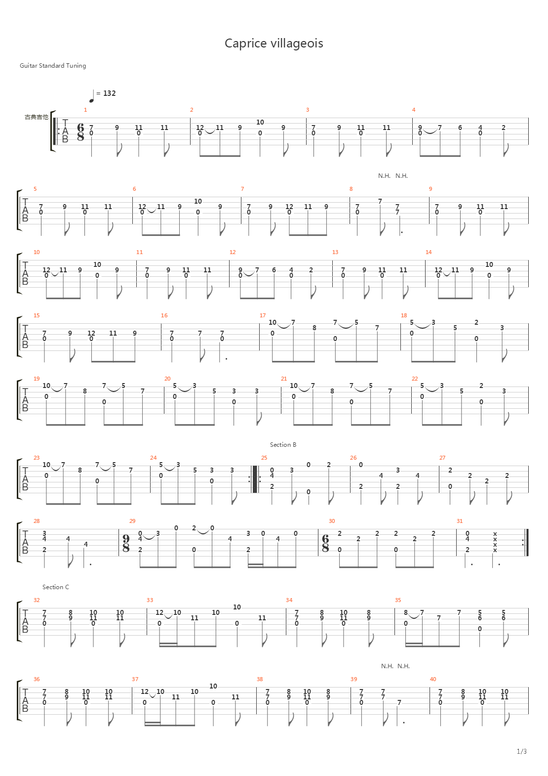 Caprice villageois吉他谱