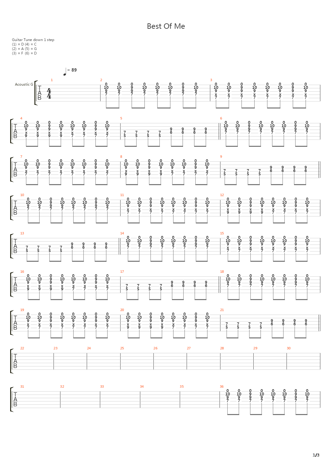 Best Of Me吉他谱