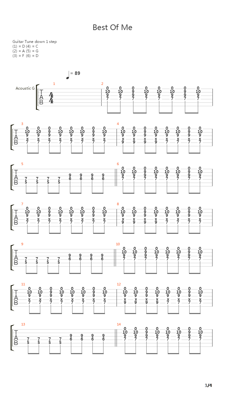 Best Of Me吉他谱