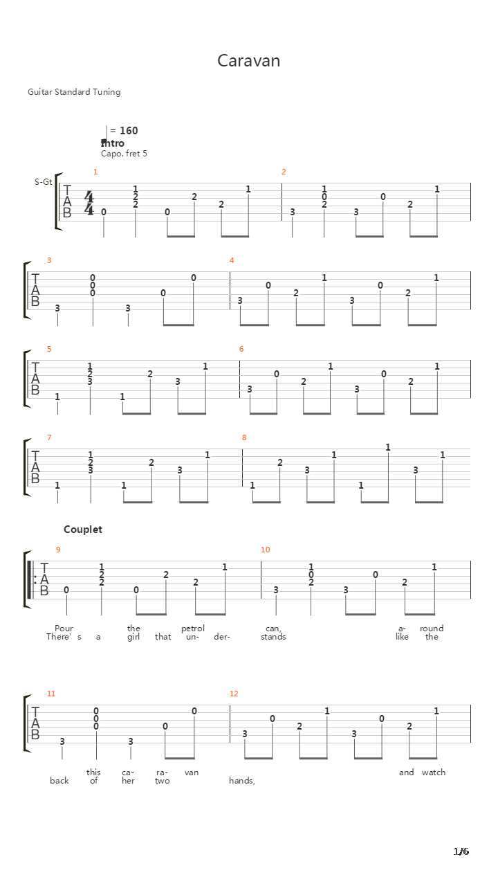 Caravan吉他谱