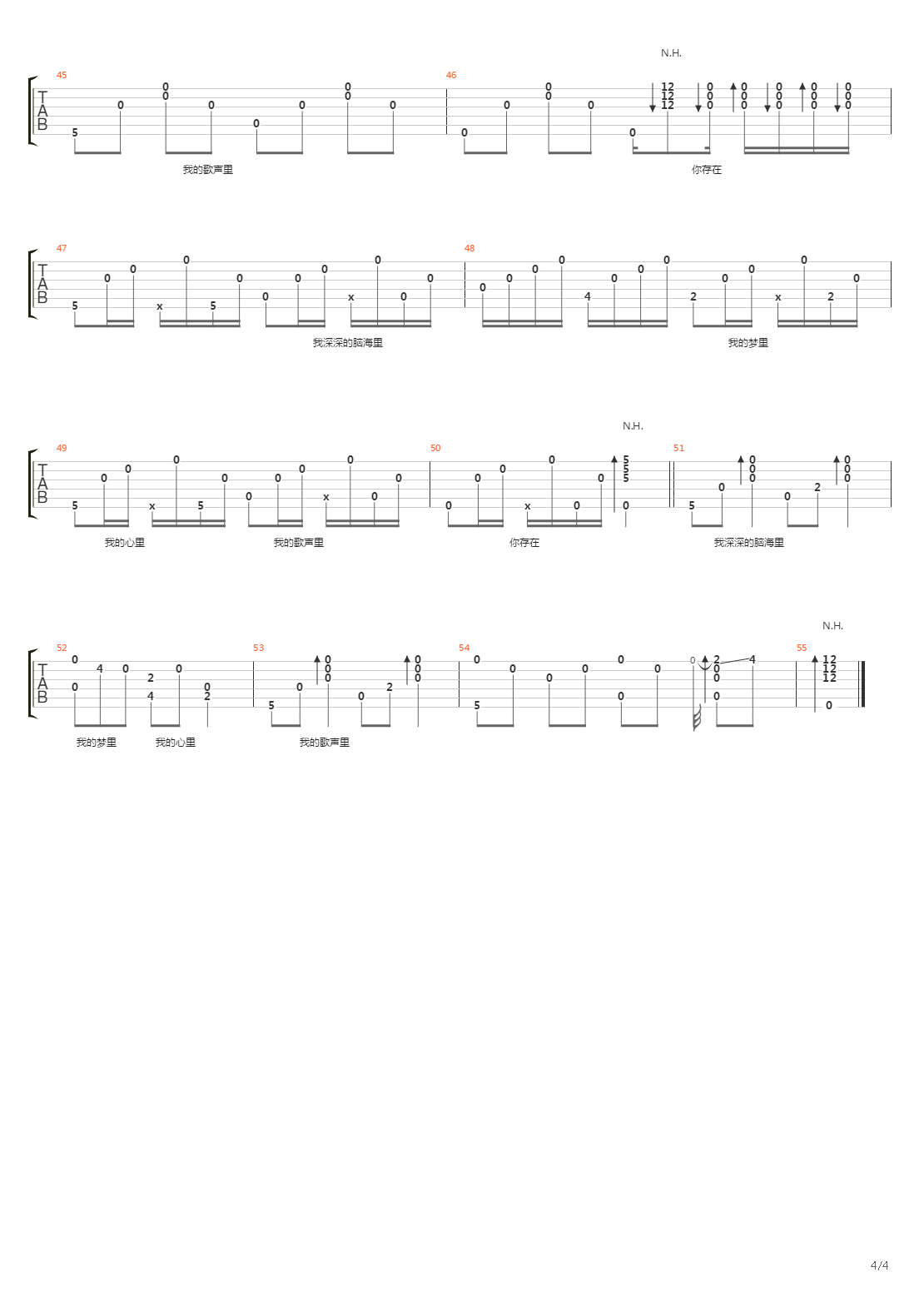 我的歌声里吉他谱