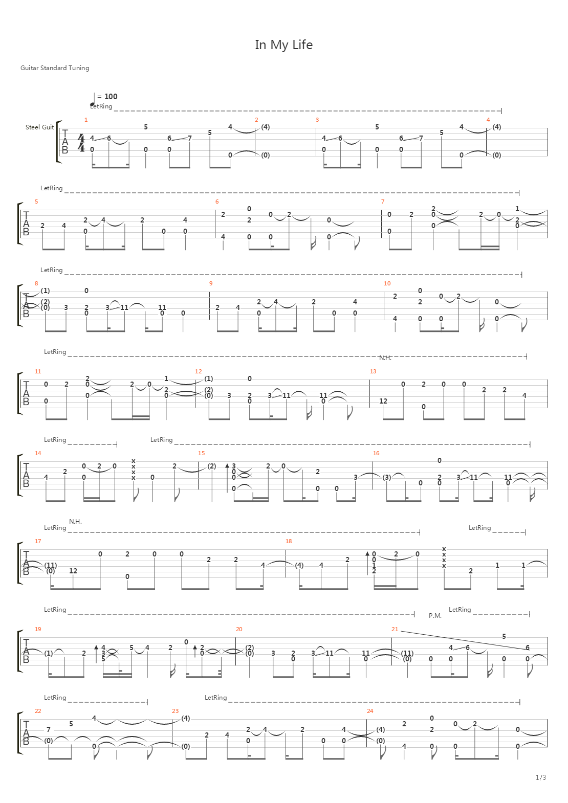 In My Life吉他谱