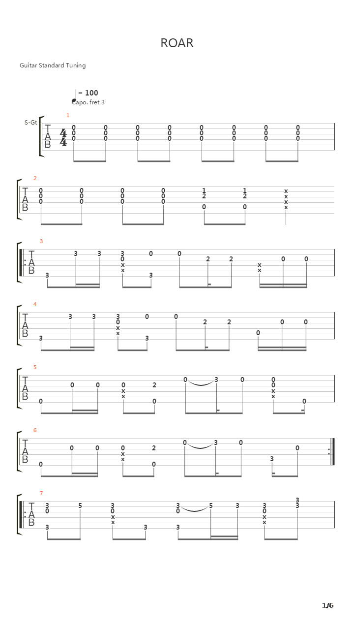 Roar吉他谱