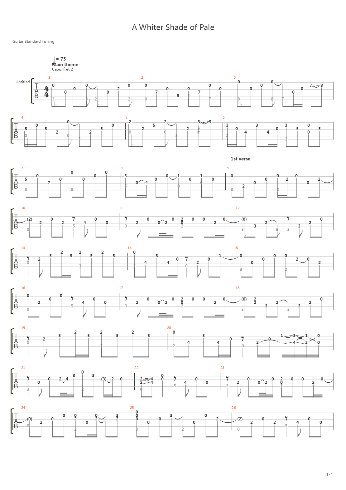 A Whiter Shade of Pale吉他谱