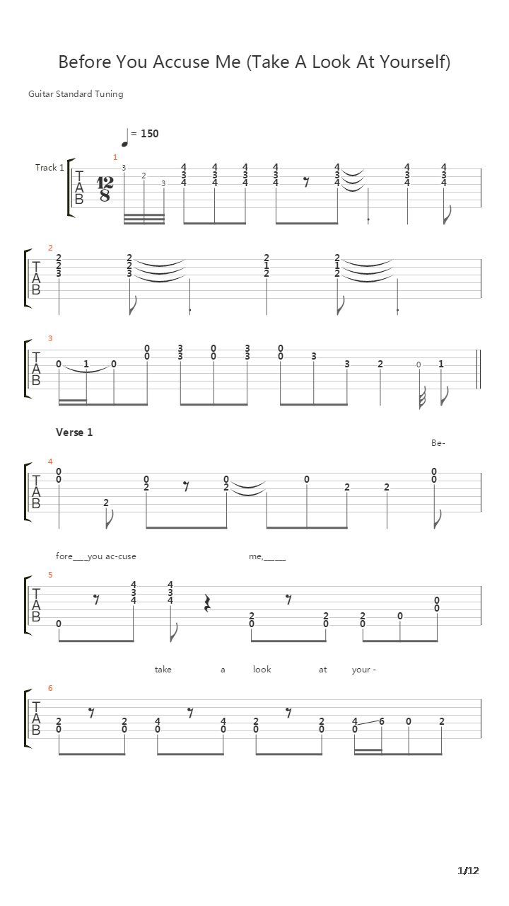 Before You Accuse Me (Take A Look At Yourself)吉他谱