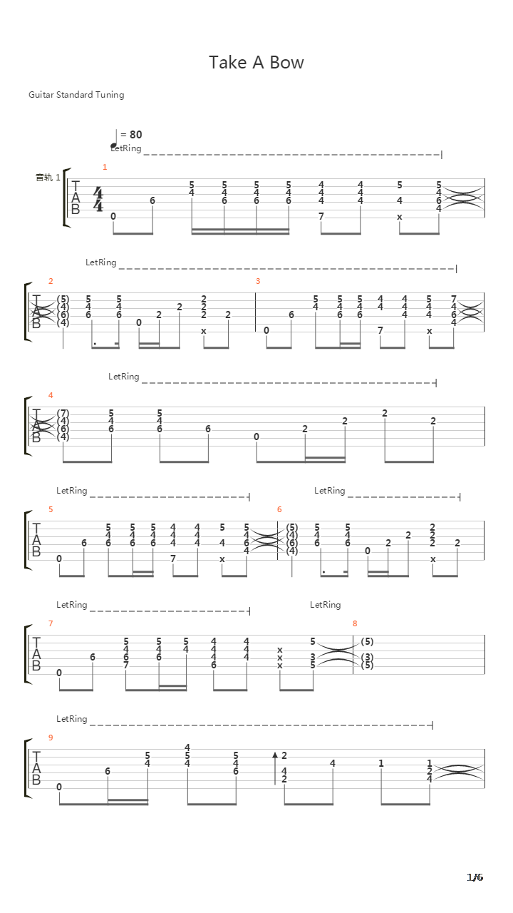 Take A Bow吉他谱