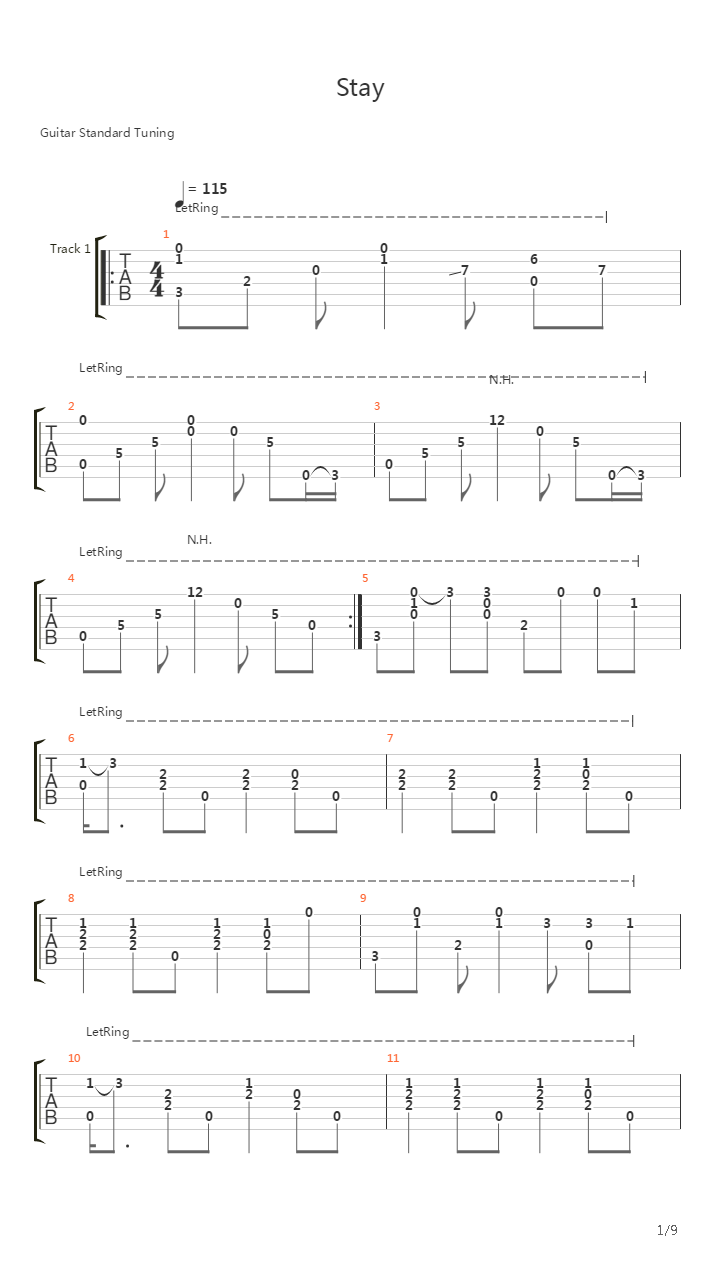 Stay吉他谱