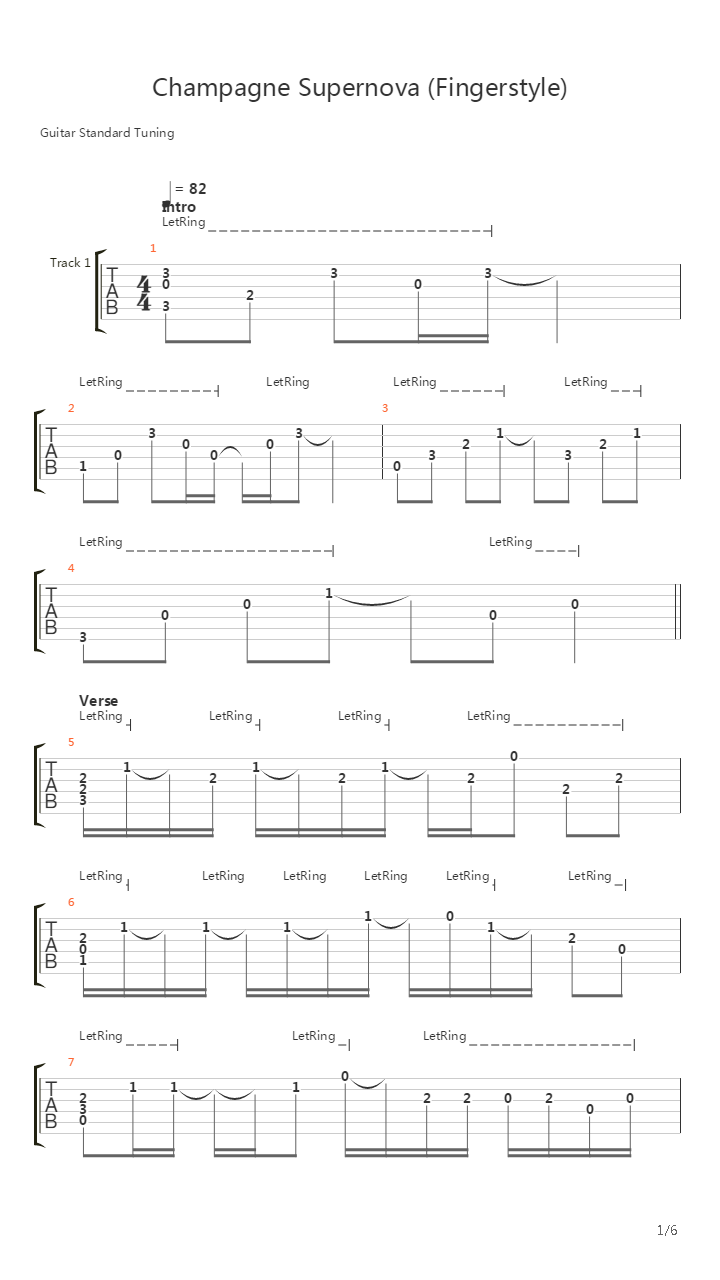 Champagne Supernova吉他谱