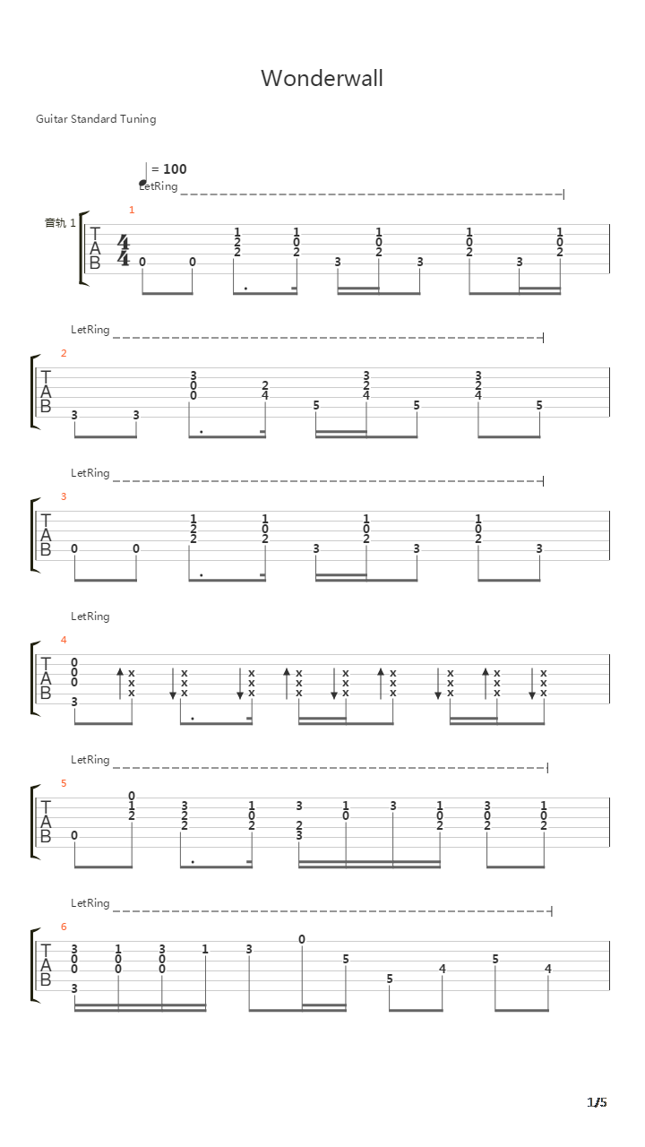 Wonderwall吉他谱