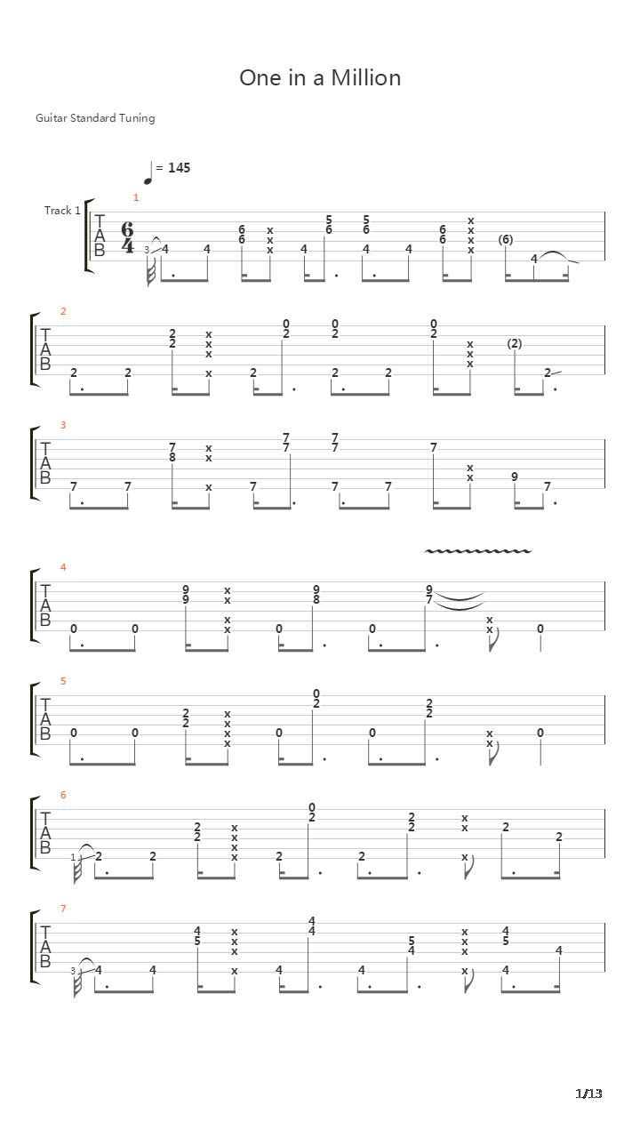One In A Million吉他谱