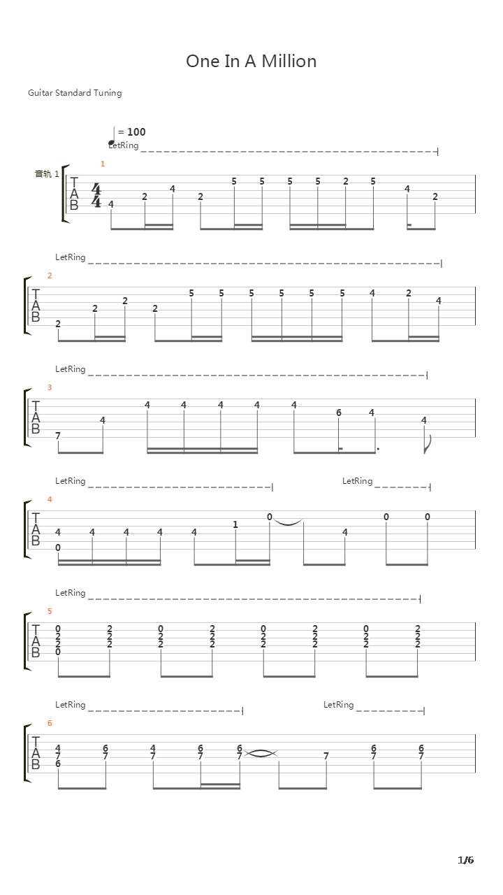 One In A Million吉他谱