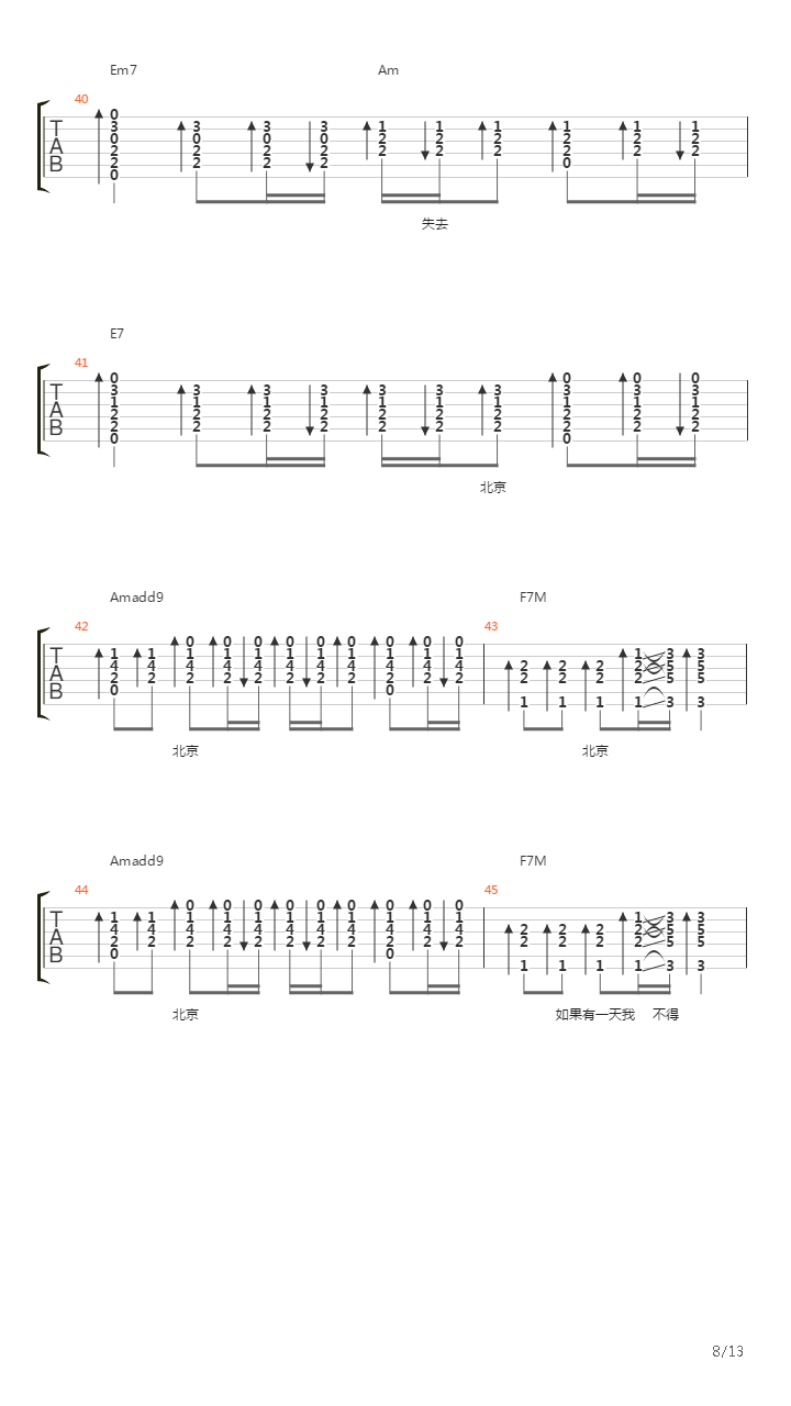 北京北京(原创编曲版)吉他谱