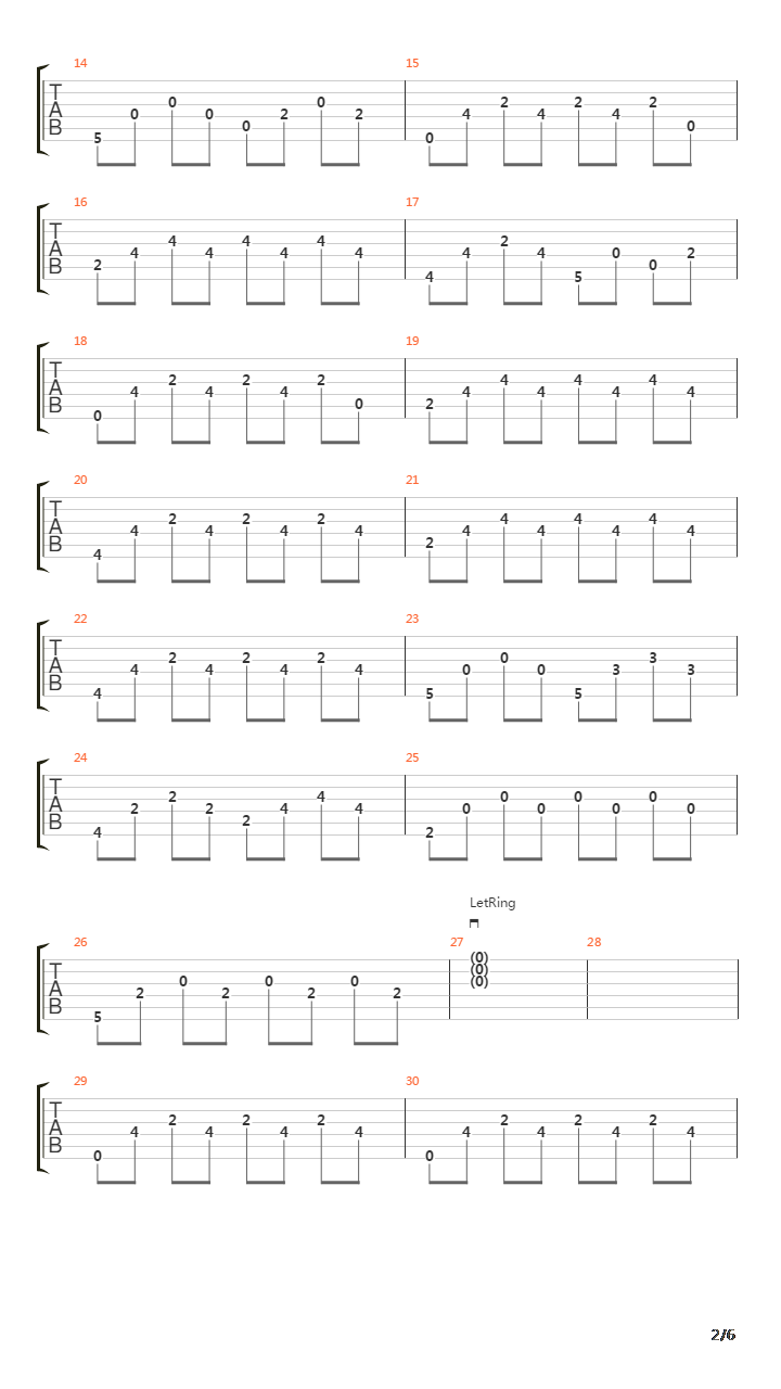 宛如小河淌水(LITTBE RIVER)吉他谱