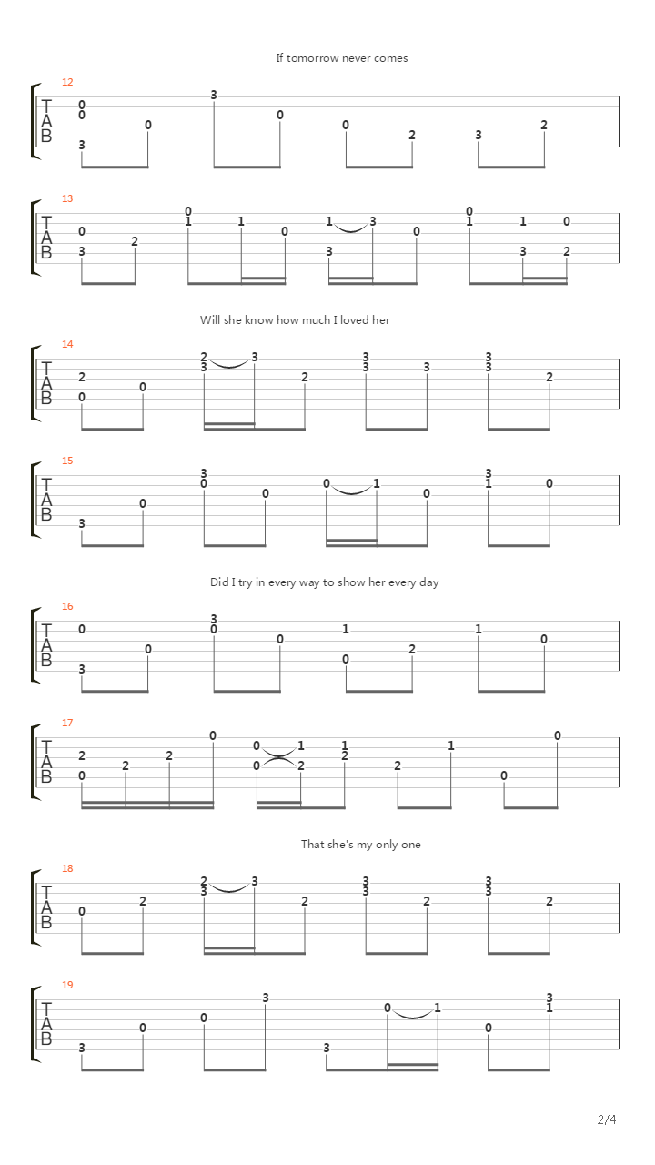 If Tomorrow Never Comes吉他谱