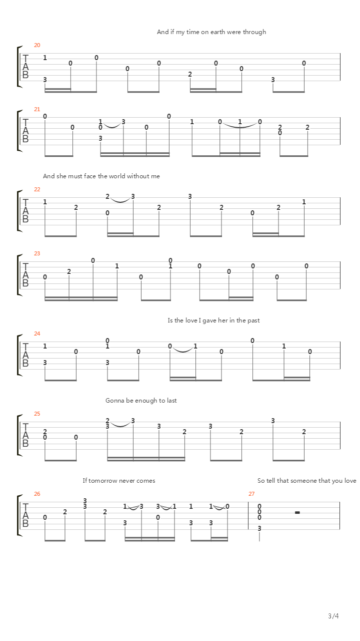 If Tomorrow Never Comes吉他谱