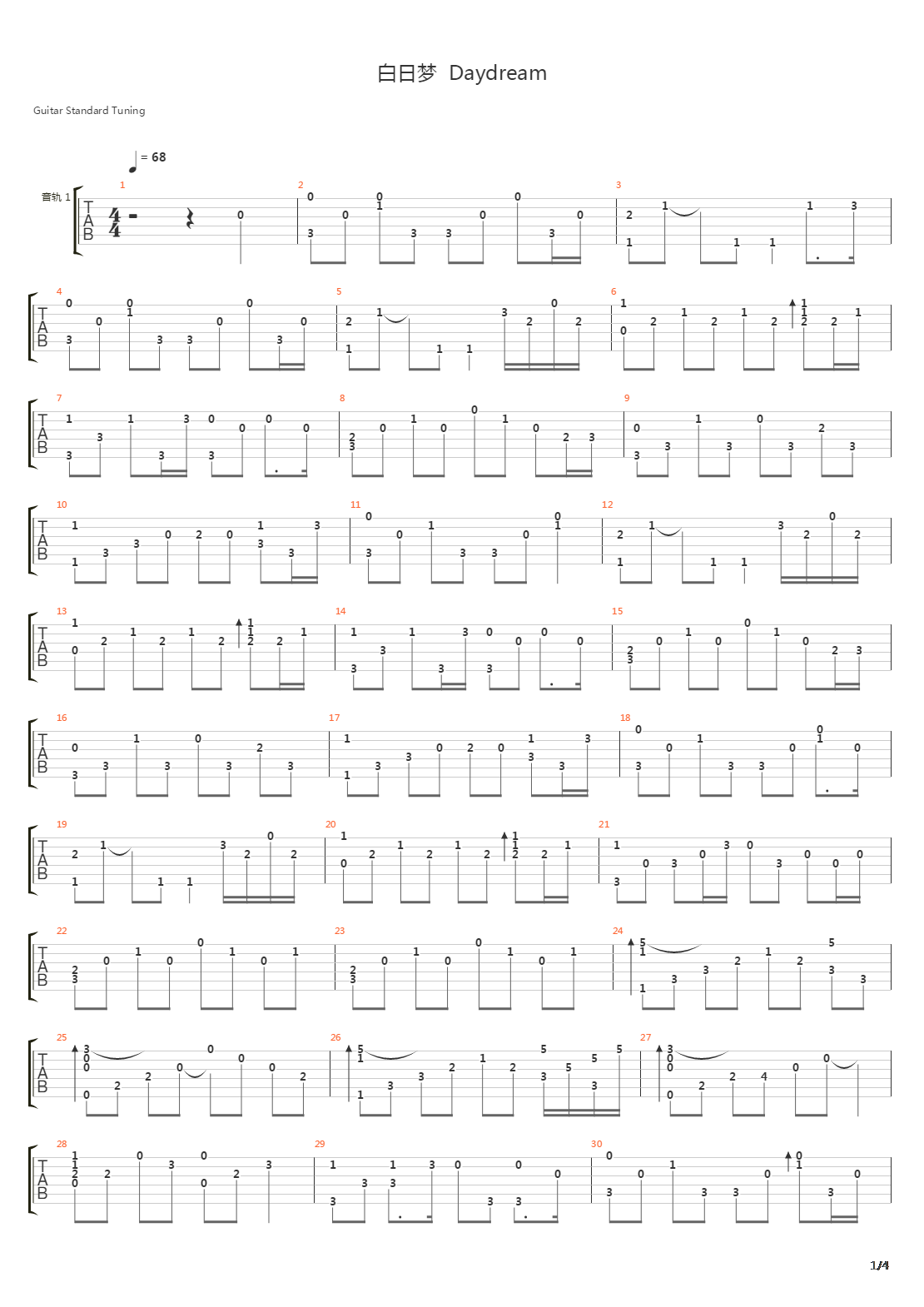 Daydream(白日梦)吉他谱