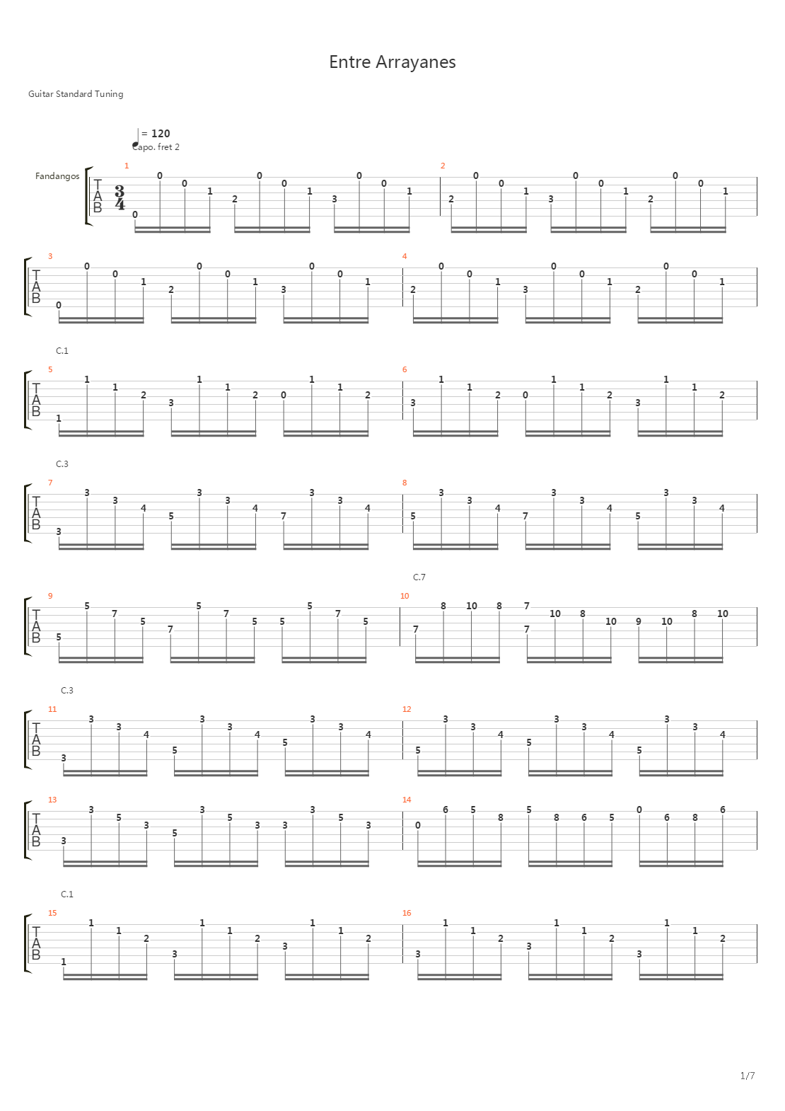 Entre Arrayanes吉他谱