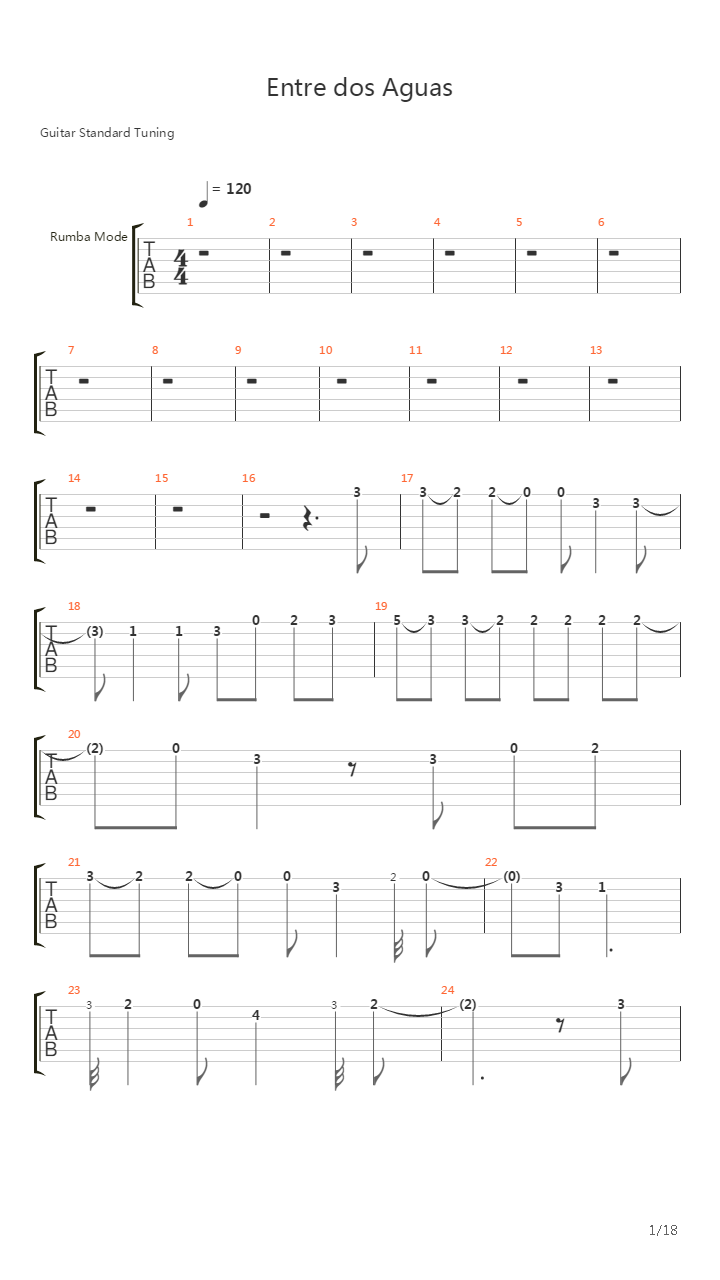 Entre Dos Aguas吉他谱