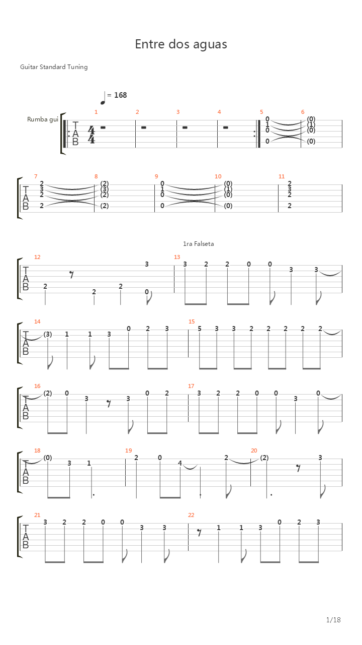 Entre Dos Aguas吉他谱