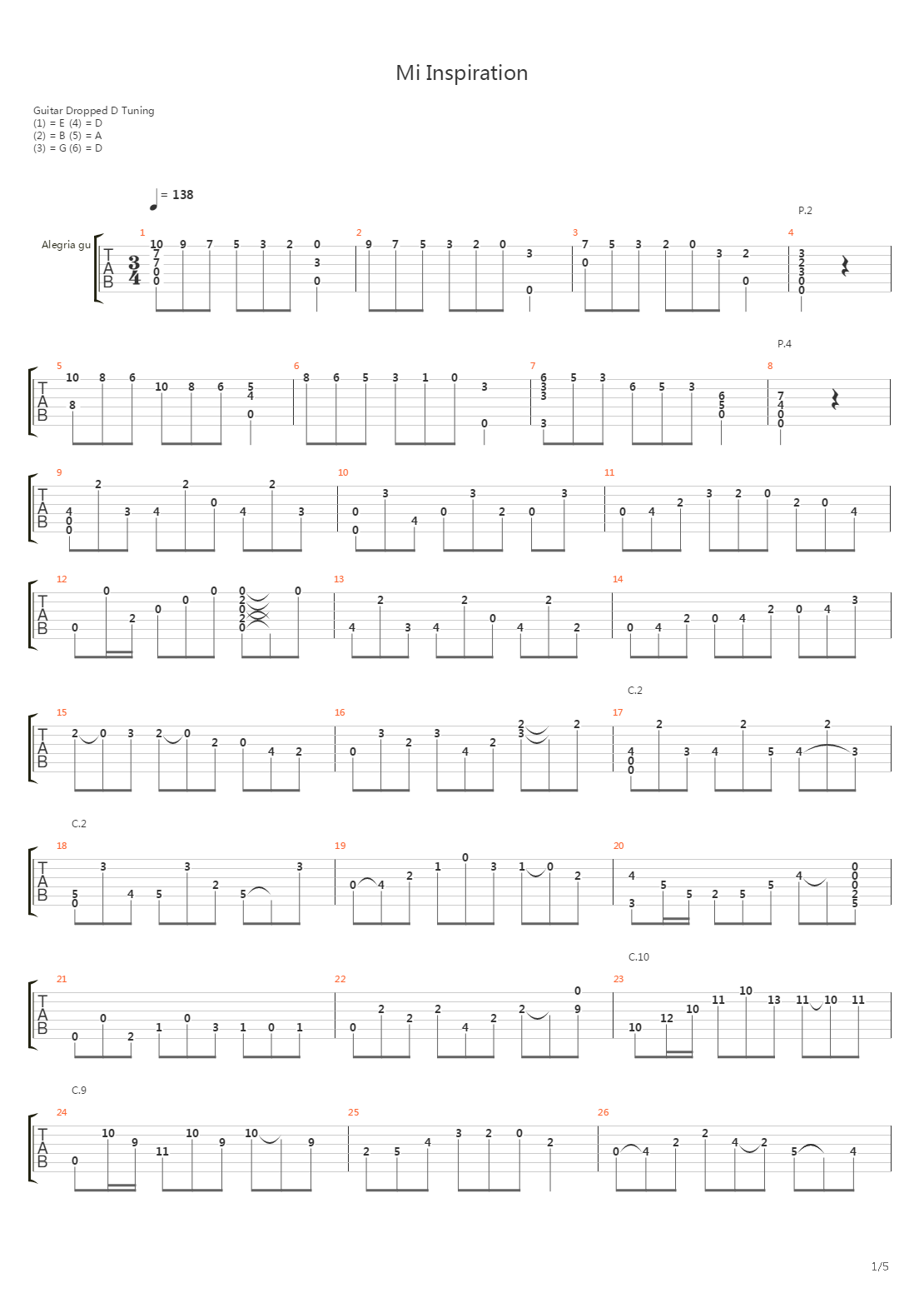 Mi Inspiration吉他谱