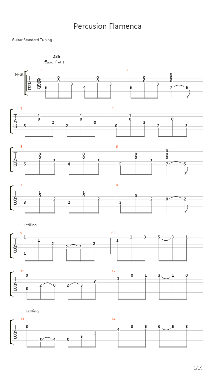 Percusion Flamenca Zapateado吉他谱