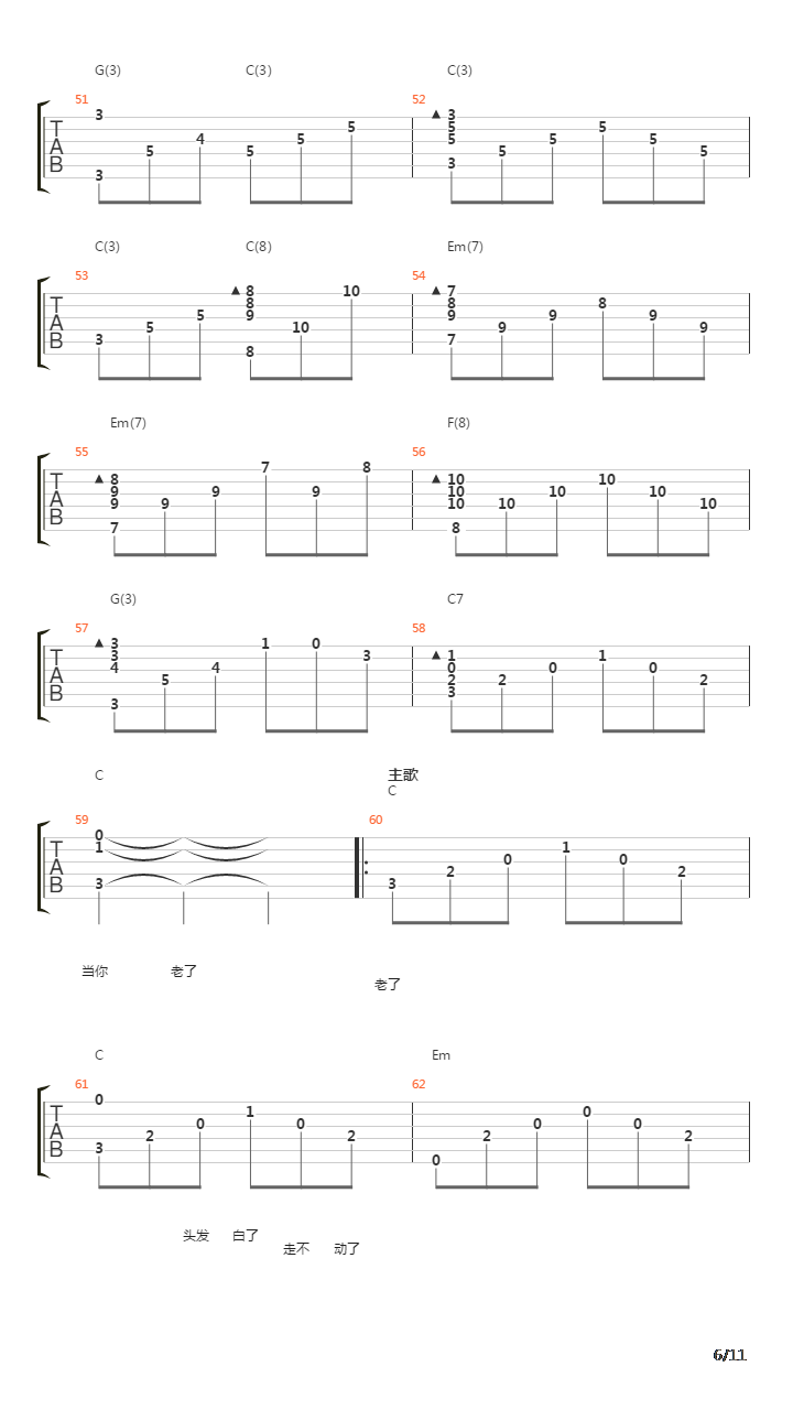 当你老了吉他谱