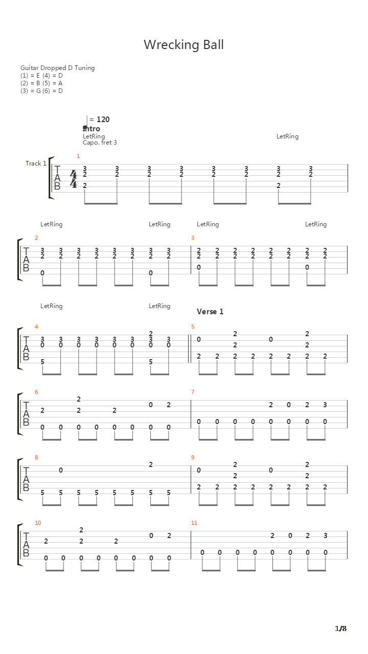 Wrecking Ball吉他谱