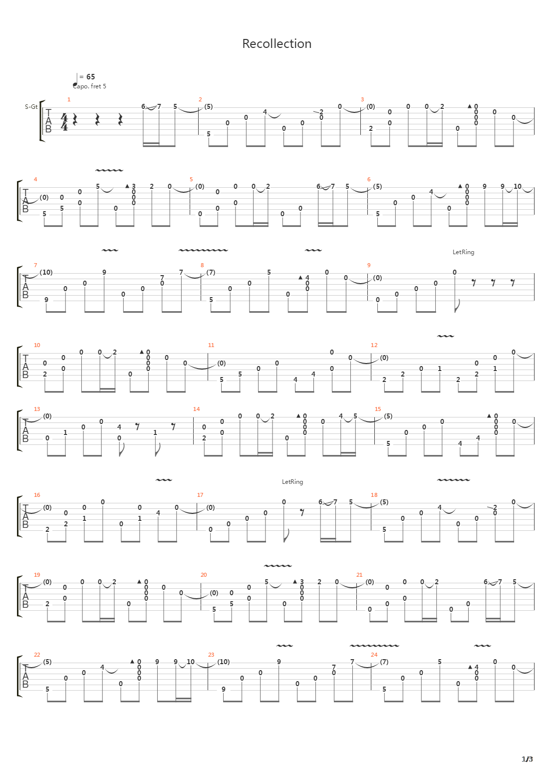 Recollection吉他谱