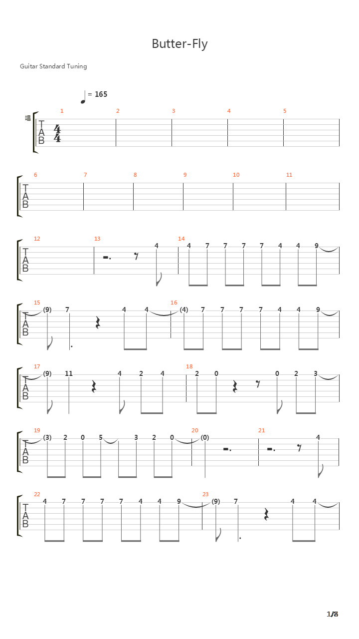数码宝贝 - Butter Fly吉他谱