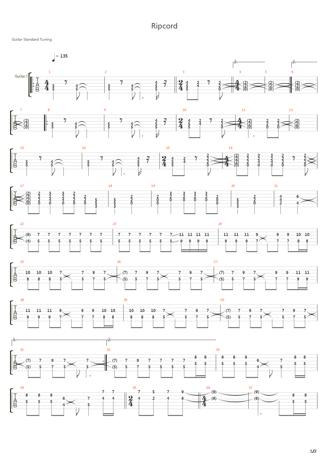 Ripcord吉他谱
