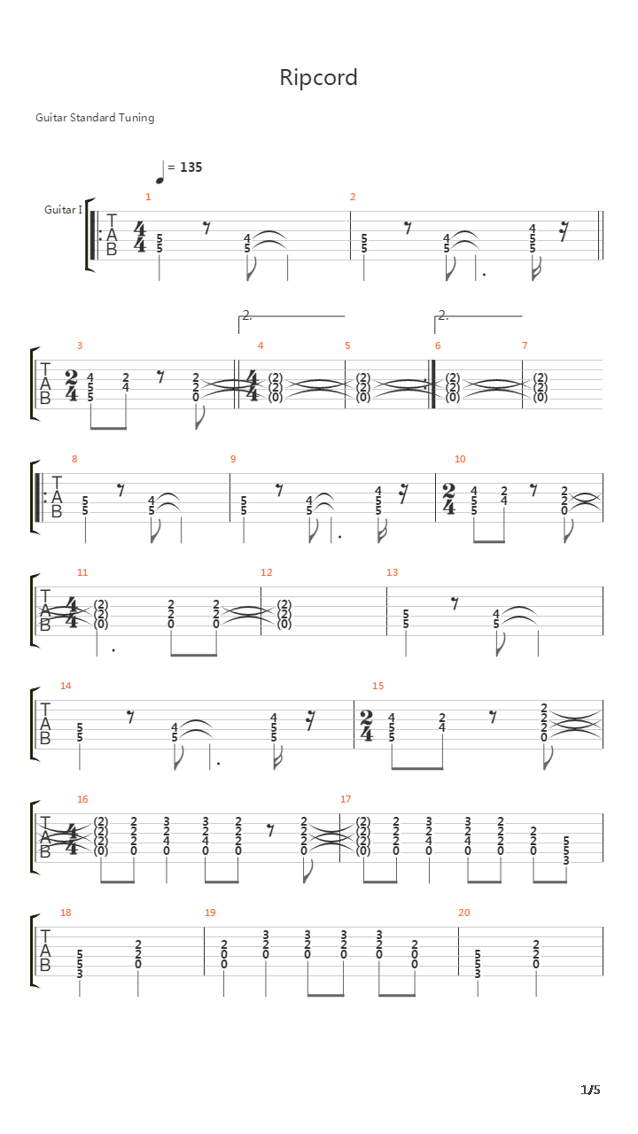 Ripcord吉他谱