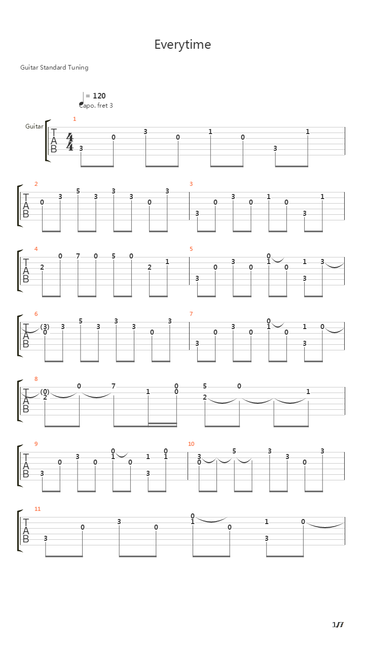 Everytime吉他谱