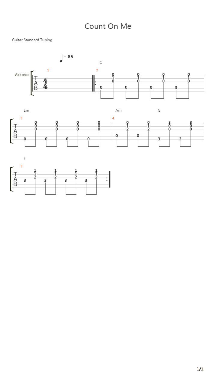 Count On Me吉他谱