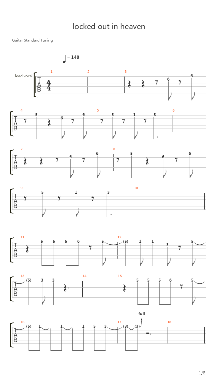 Locked Out Of Heaven吉他谱