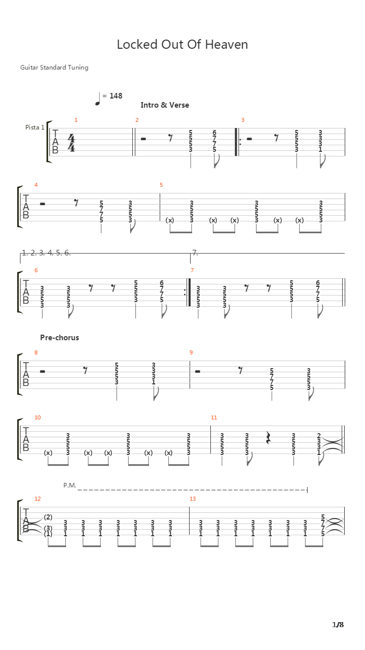 Locked Out Of Heaven吉他谱
