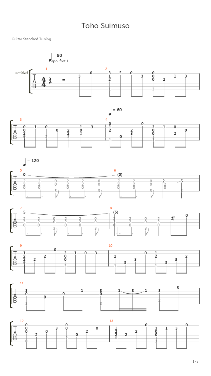 东方萃梦想 - Toho Suimuso（Solo Ver.）吉他谱