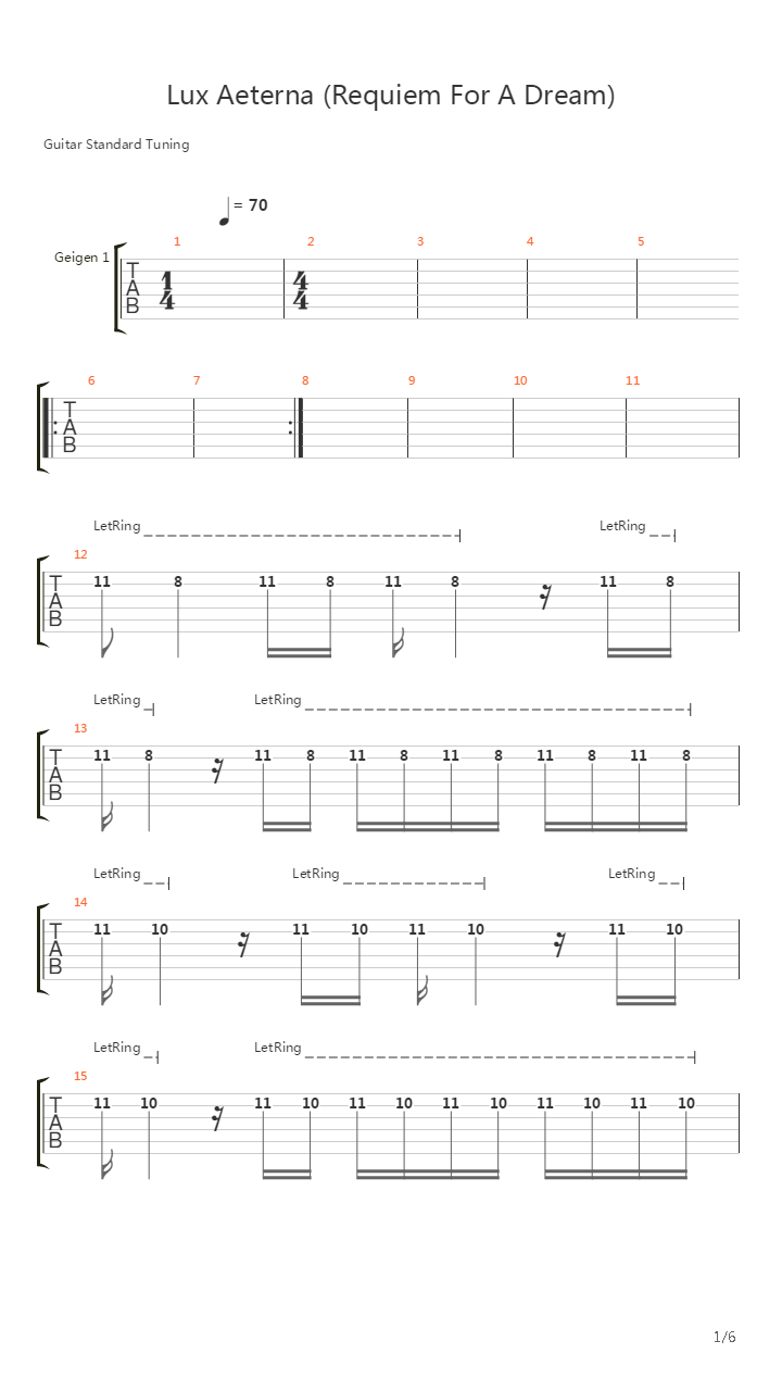 Lux Aeterna吉他谱