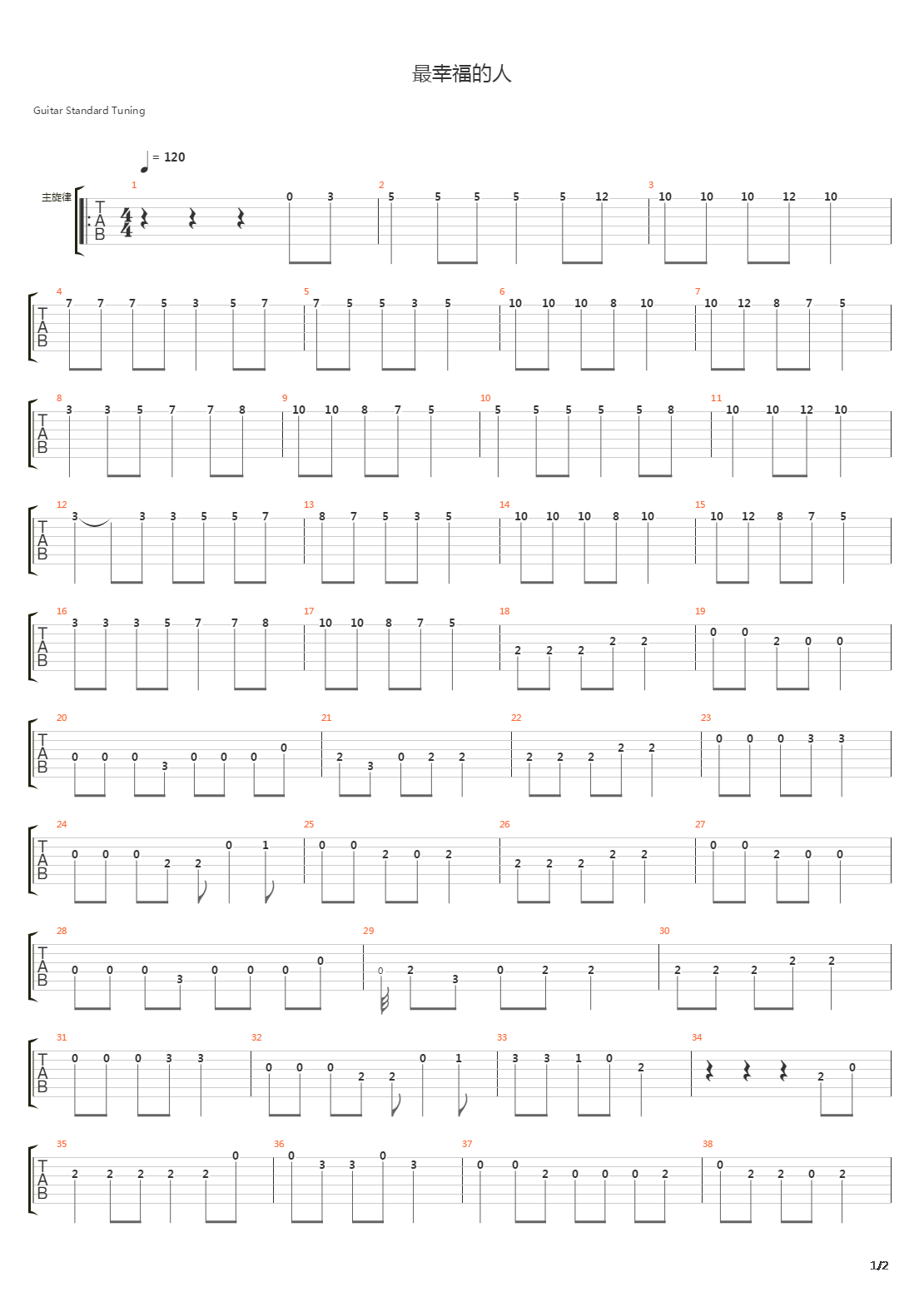 最幸福的人吉他谱