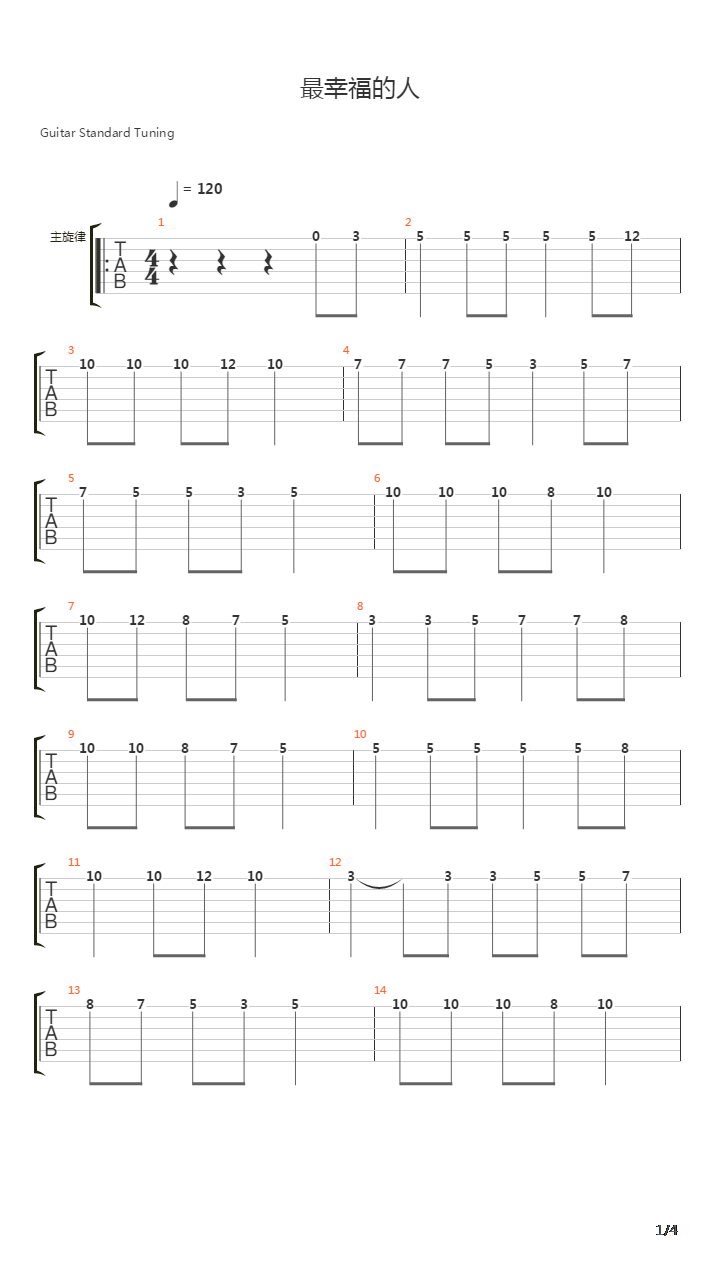 最幸福的人吉他谱