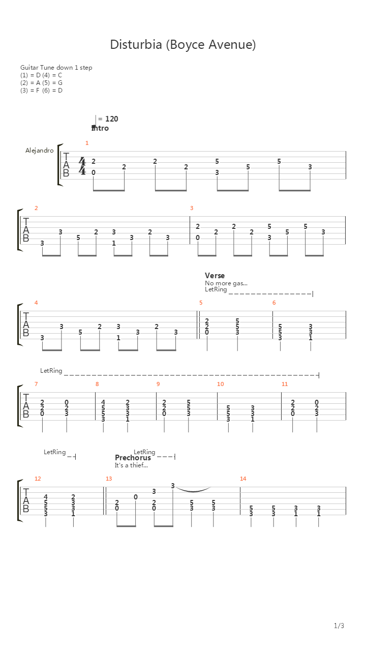Disturbia(Boyce Avenue)吉他谱