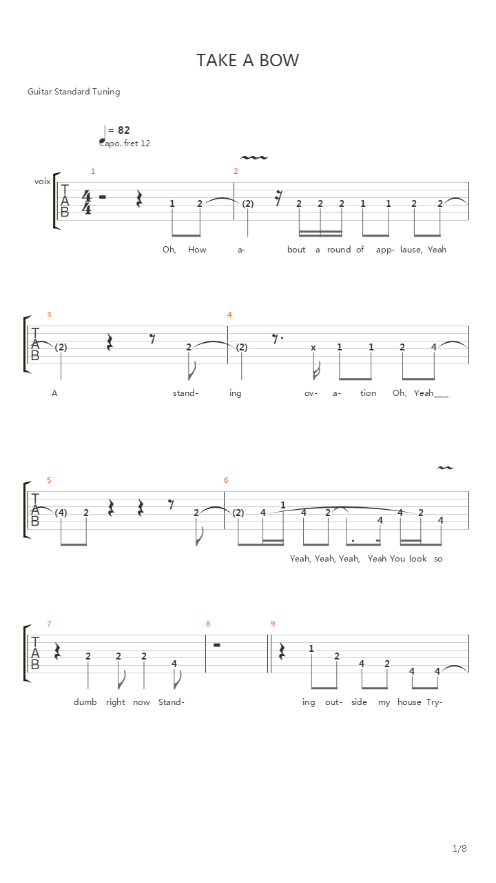 Take A Bow吉他谱