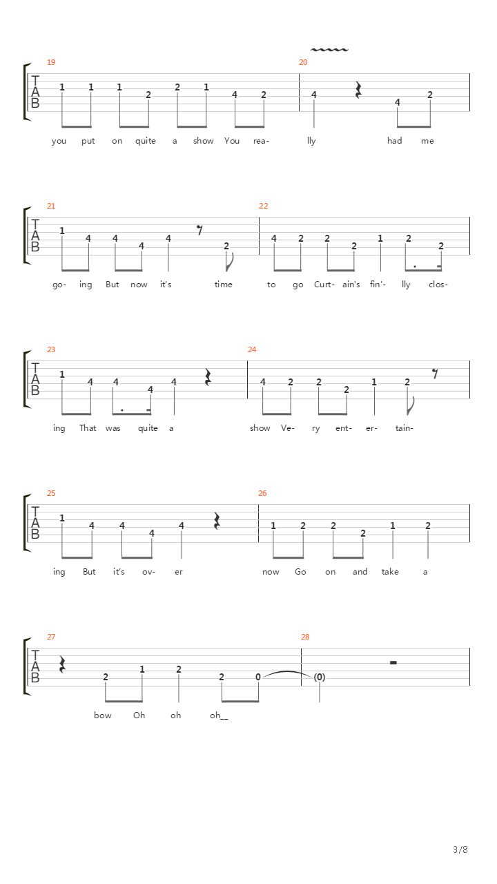 Take A Bow吉他谱
