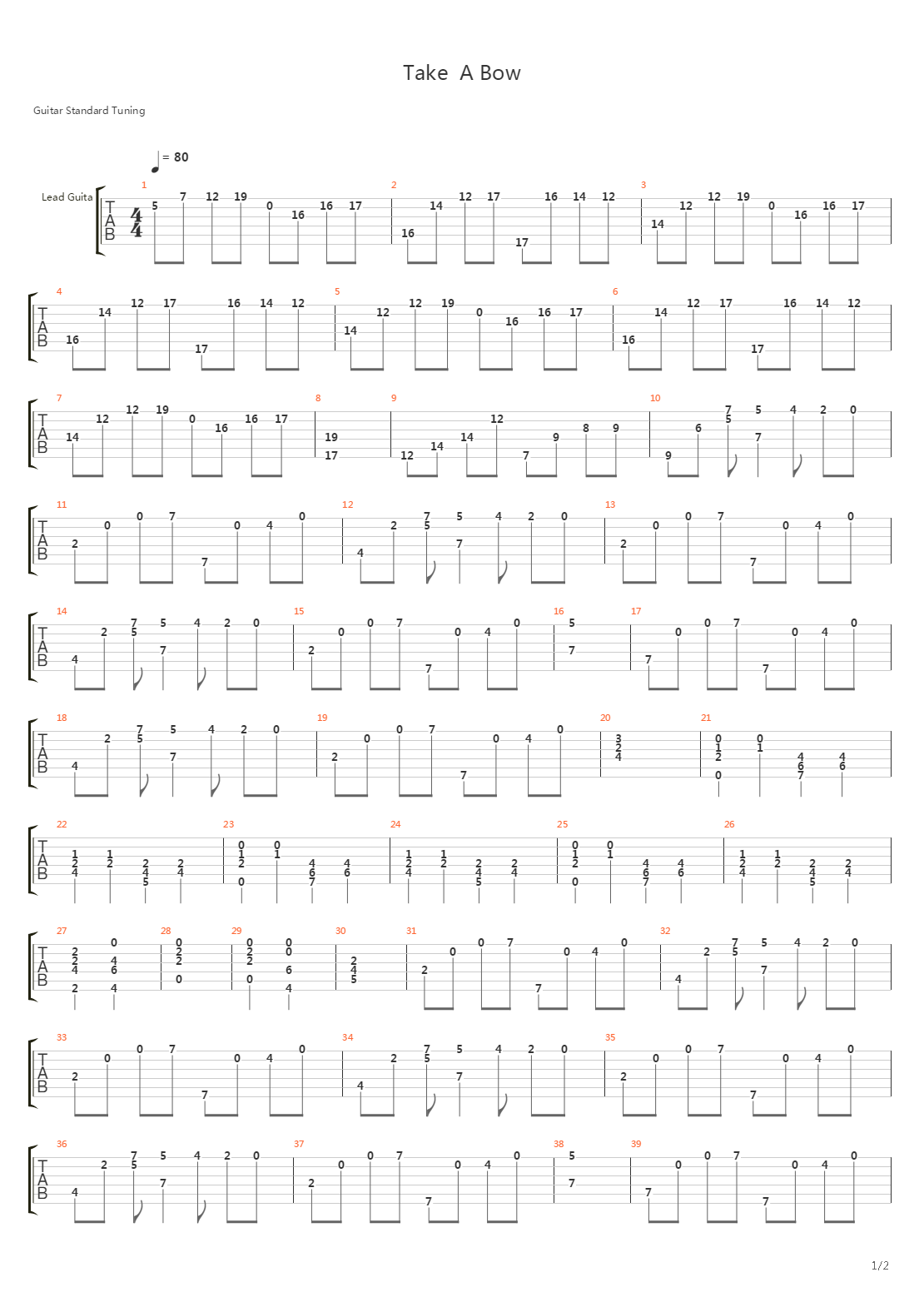 Take A Bow吉他谱