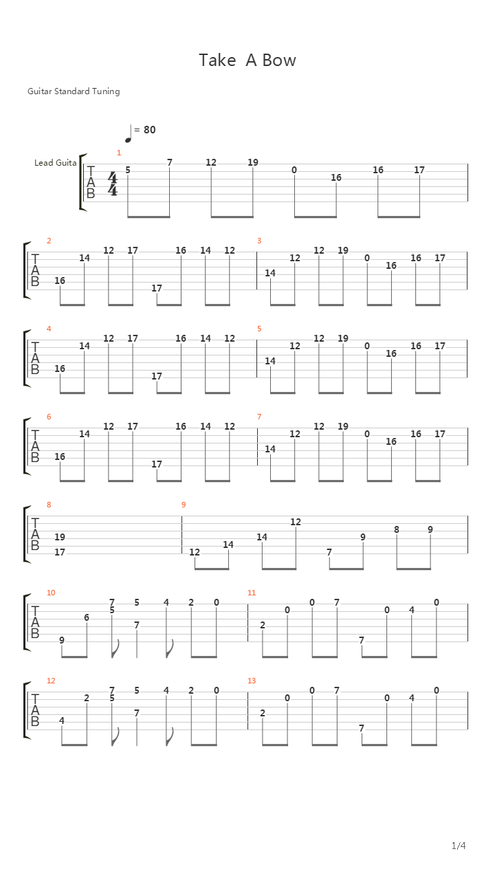 Take A Bow吉他谱