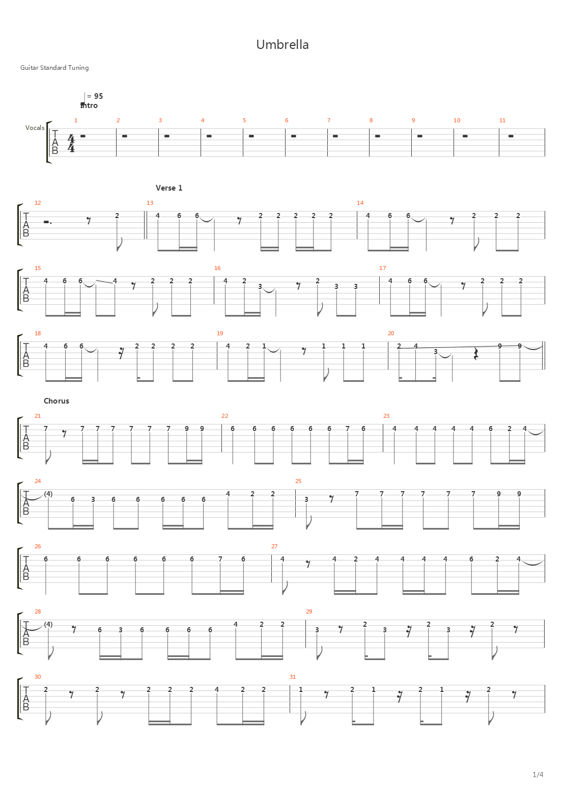 Umbrella吉他谱