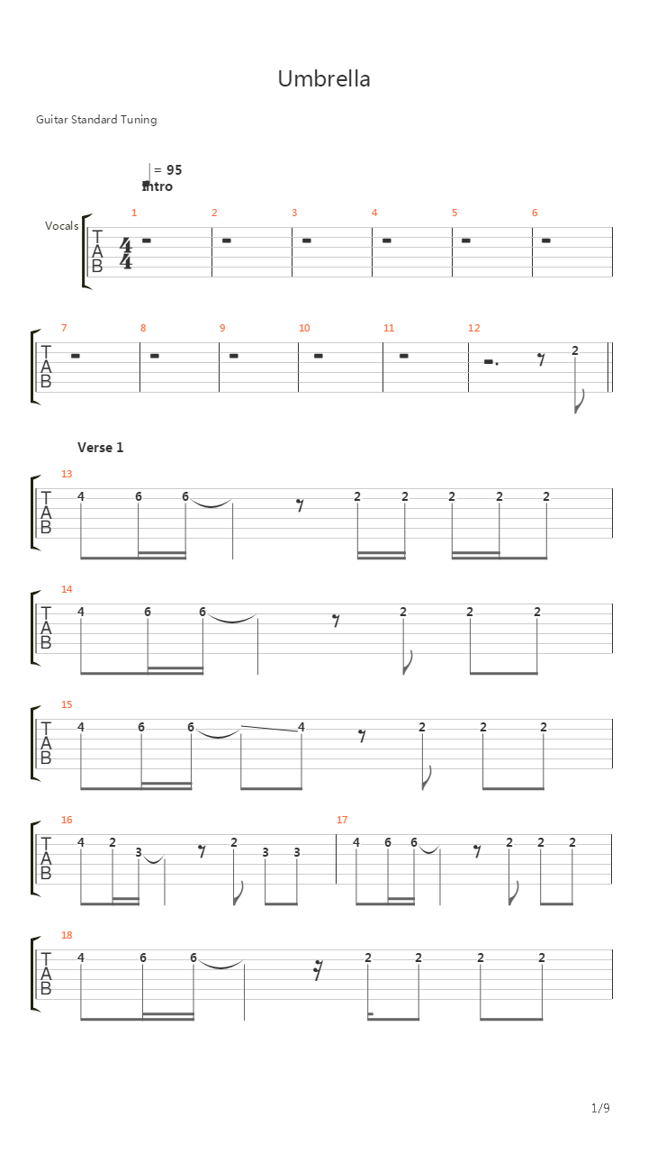 Umbrella吉他谱