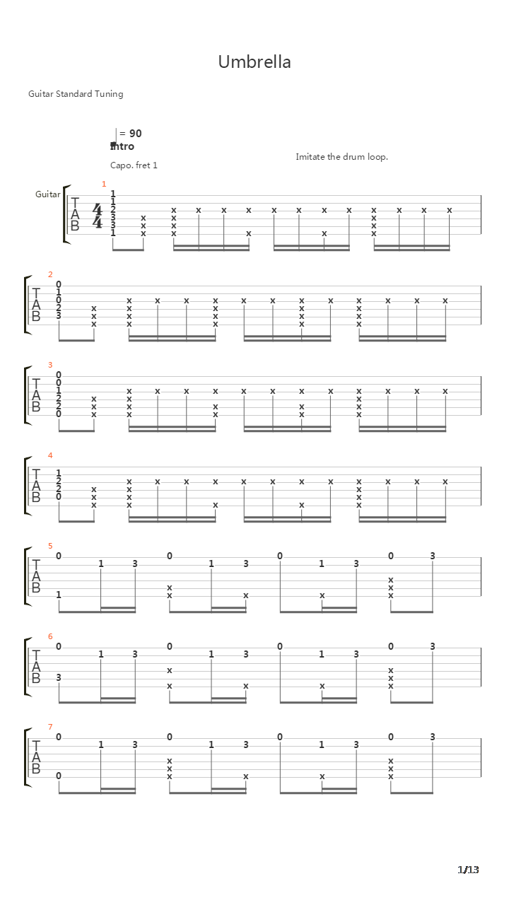 Umbrella吉他谱